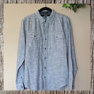 CARBON Gray Button Casual Men's Long Sleev…